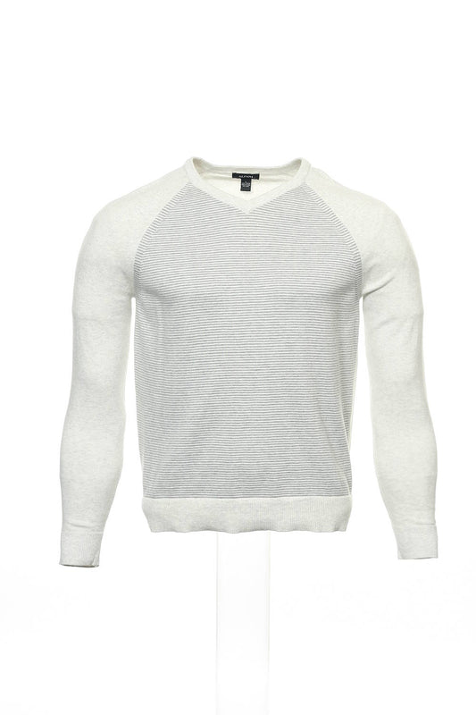 Alfani Men's Light Gray Micro Striped V-Neck Sweater