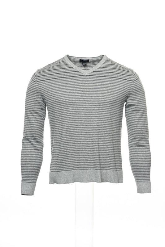 Alfani Men's Gray Striped V-Neck Sweater