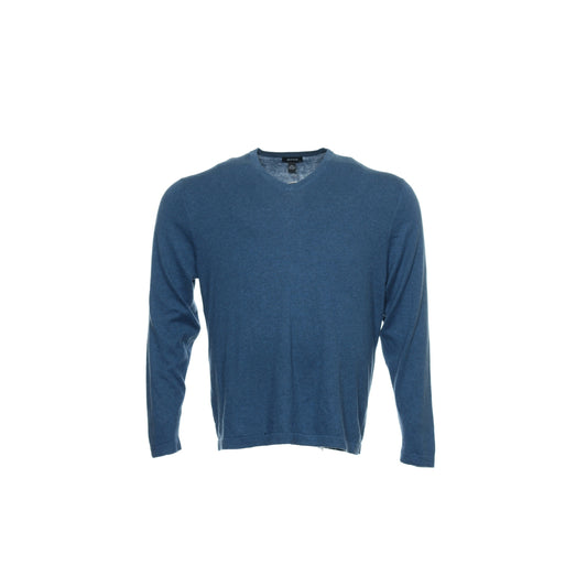 Alfani Men's Dark Sky Heather Long Sleeve Cotton V-Neck Sweater