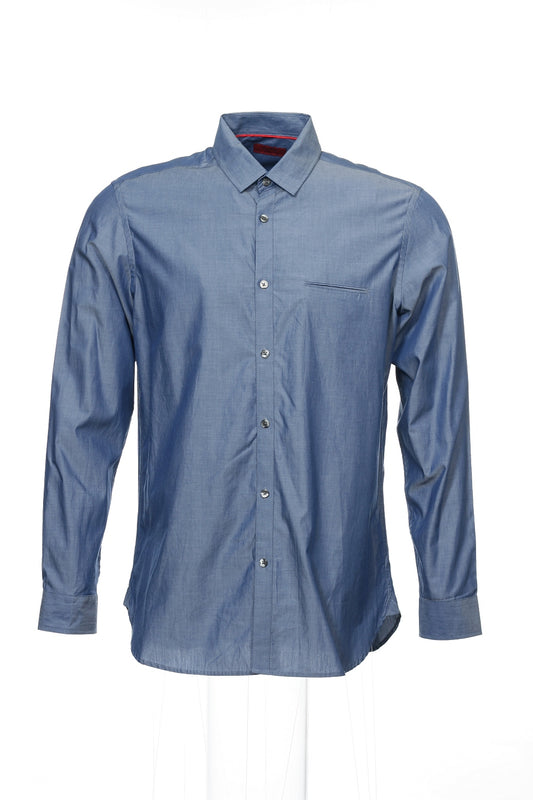 Alfani Men's Blue Herringbone Button Down Shirt