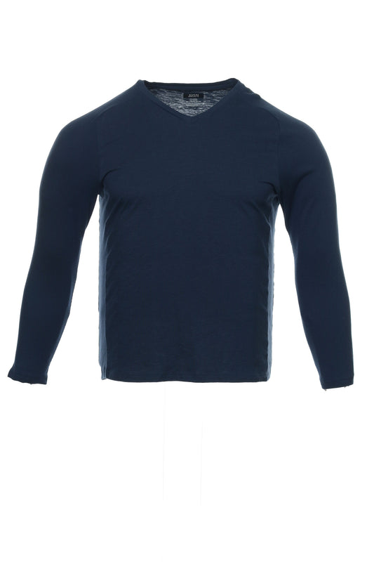 Alfani Mens Neo Navy Blue Heather V-Neck Pullover Shirt