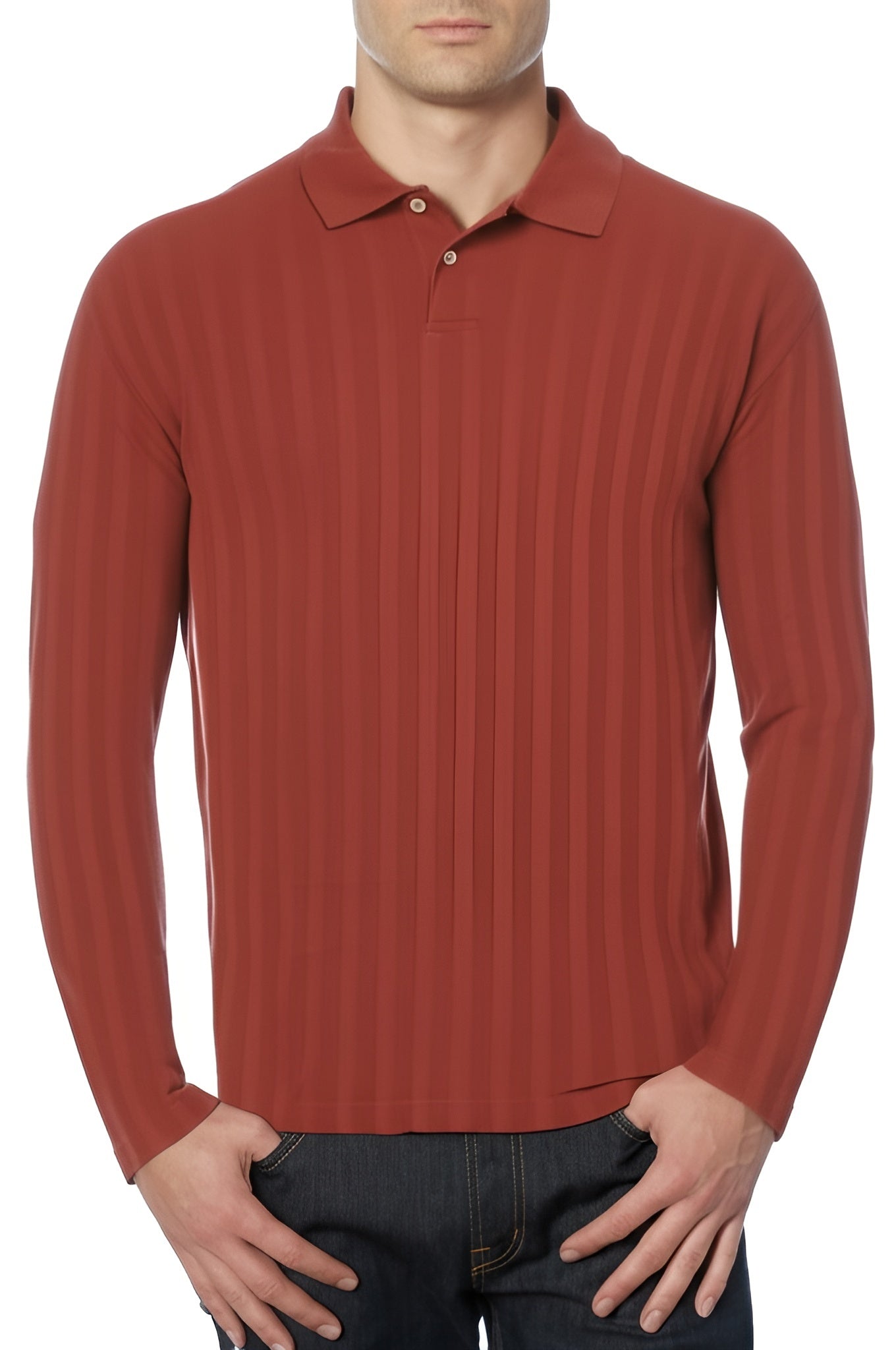 Alfani Mens Red Striped Polo Shirt