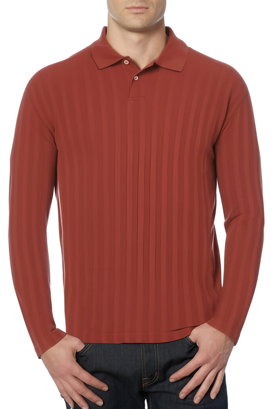 Alfani Mens Red Striped Polo Shirt
