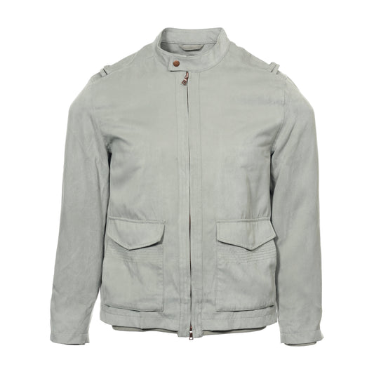 Alfani Mens City Taupe Bomber Microsuede Military Jacket