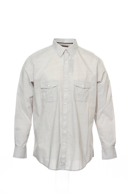 BIG&TALL by Alfani Men's Light Gray Heather Button Down Shirt