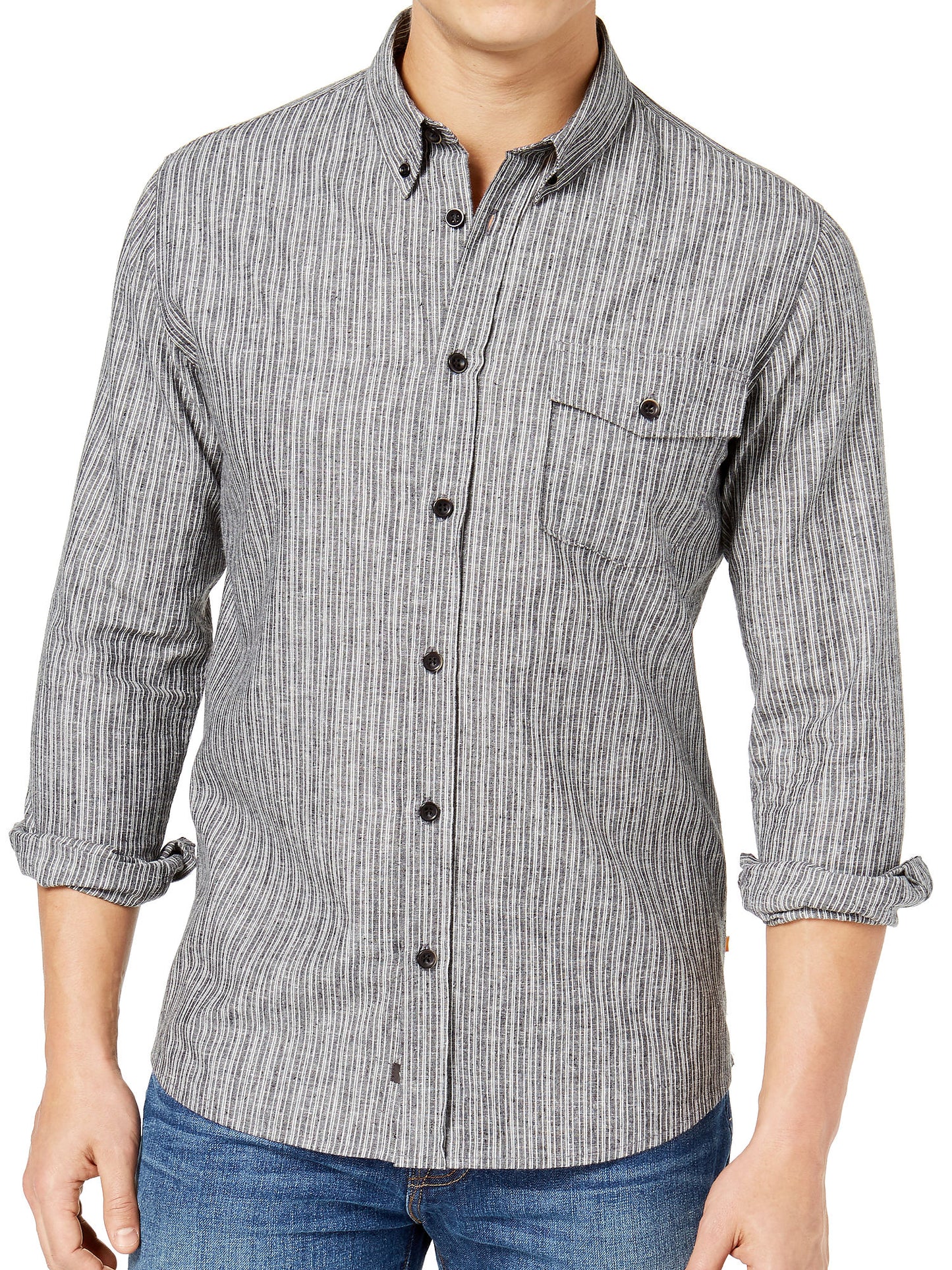 Quiksilver 'Lafitania Rocks' Mens Dark Gray Striped Button Down Shirt