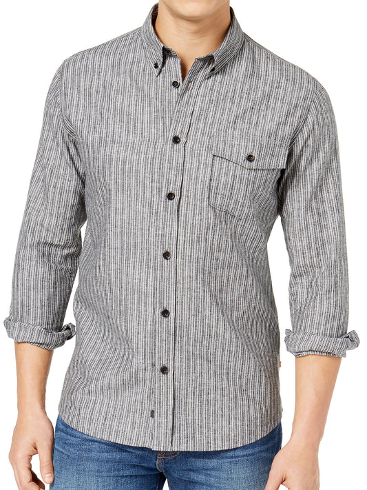 Quiksilver 'Lafitania Rocks' Mens Dark Gray Striped Button Down Shirt