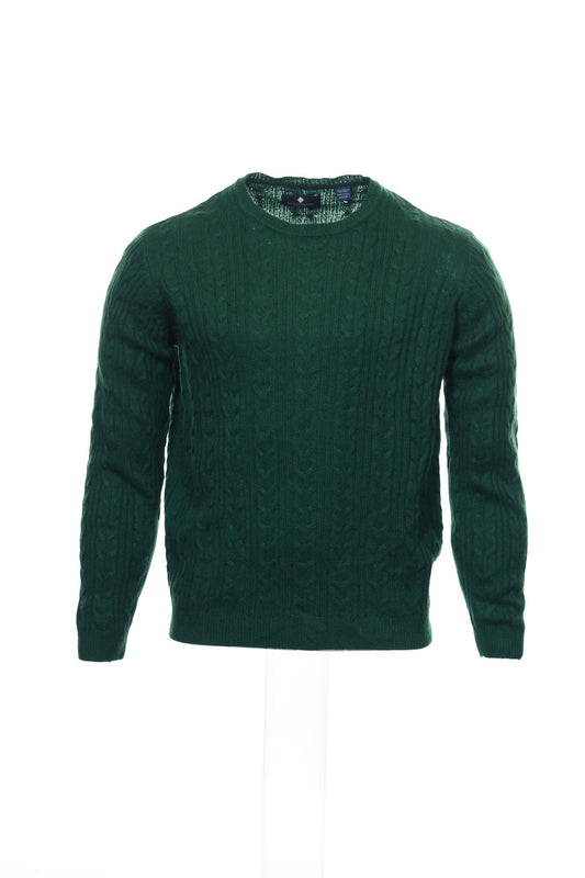 Argyleculture by Russell Simmons Men's Green Cable Knit Crew Neck Sweater