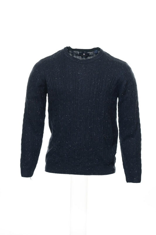 Argyleculture by Russell Simmons Men's Blue Cable Knit Crew Neck Sweater