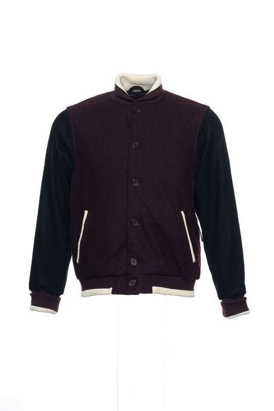 Argyleculture by Russell Simmons Men's Burgundy Color Block Letterman Jacket