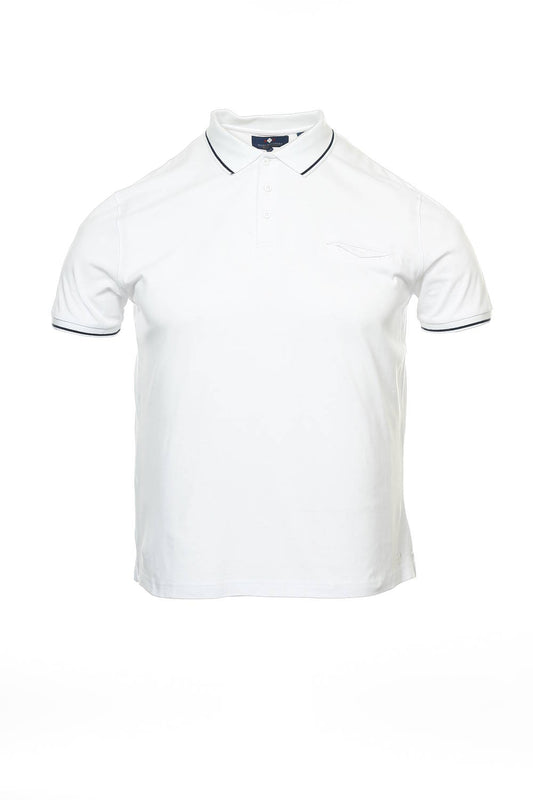 Argyleculture by Russell Simmons Men's White Herringbone Polo Shirt