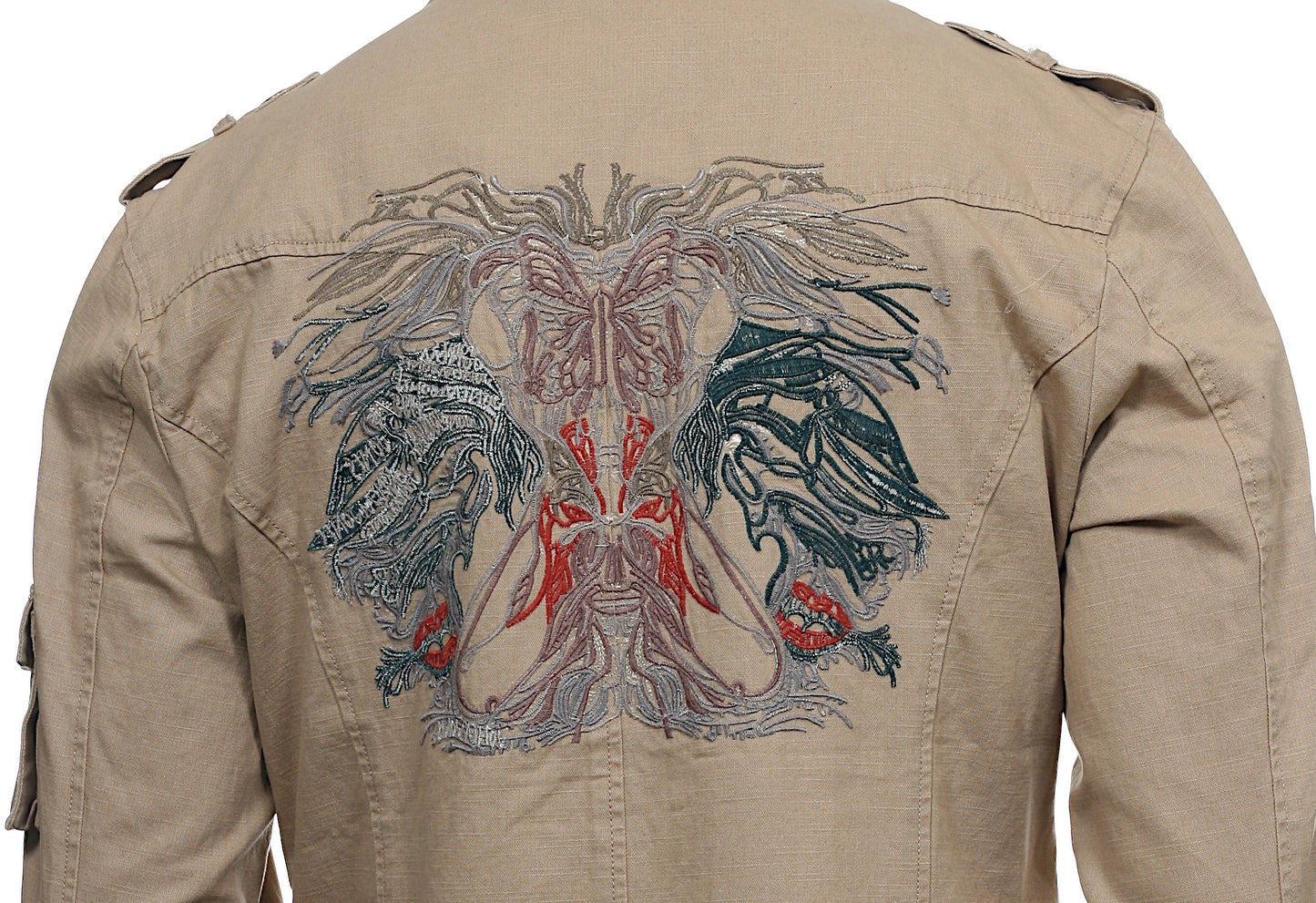 Smash Men's Khaki Embroidered Coat