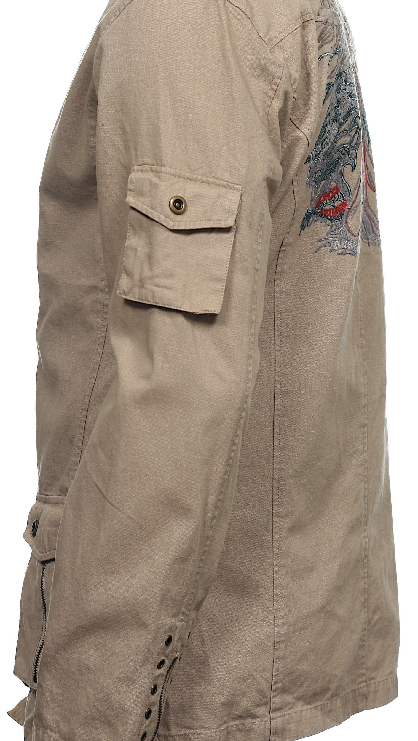 Smash Men's Khaki Embroidered Coat