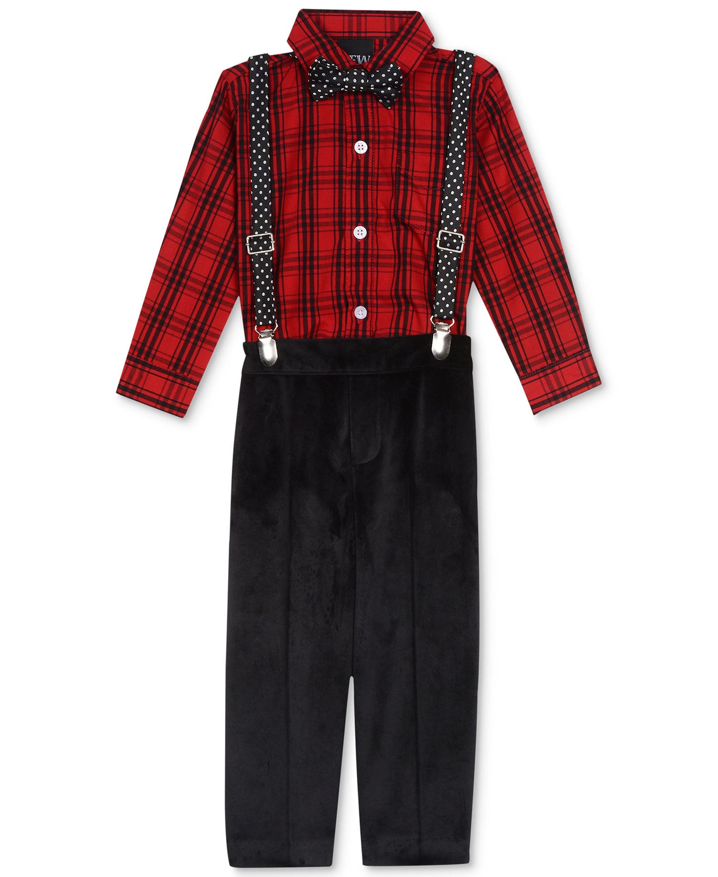 Nautica Baby Boys Red 4-Pc Bowtie, Suspenders, Top & Bottom Set