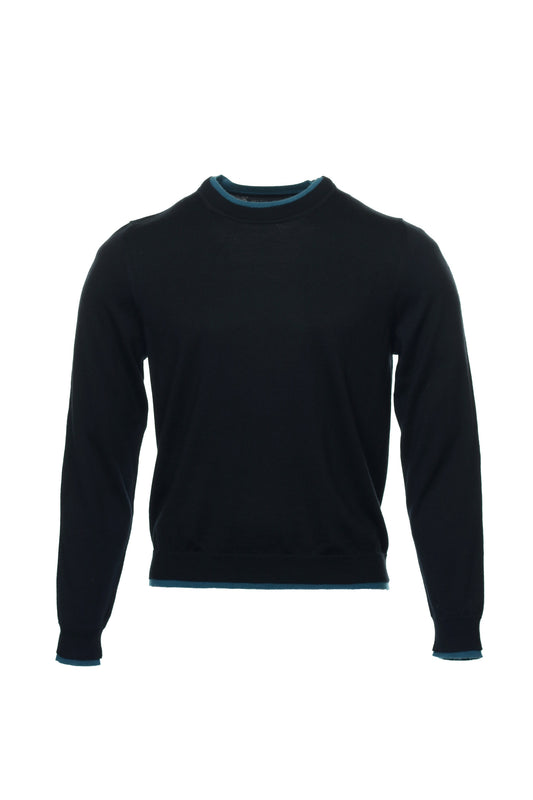 The Men's Store by Baruffa mens Black Heather Merino Wool Crew Neck Sweater