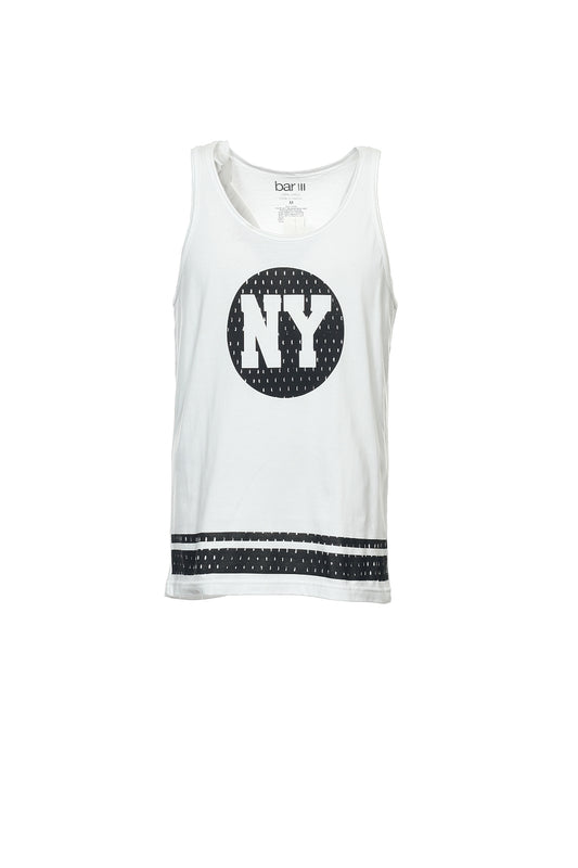 Bar III Men's White Graphic Tank Top