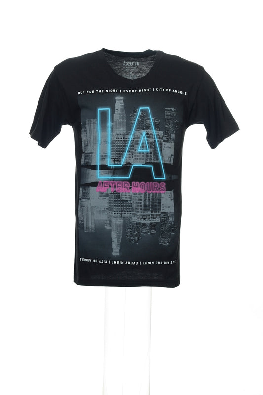Bar III Men's Black Graphic V-Neck T-Shirt