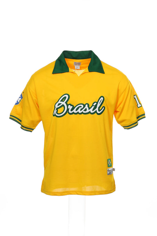 BB Jeans London Mens Yellow/Green Brasil Soccer Polo Jersey