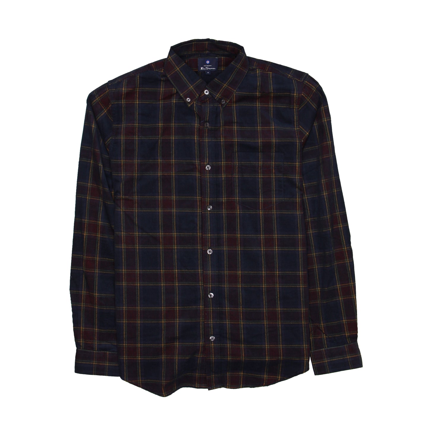 Ben Sherman Mens Navy Blazer Plaid Long Sleeve Button Down Shirt