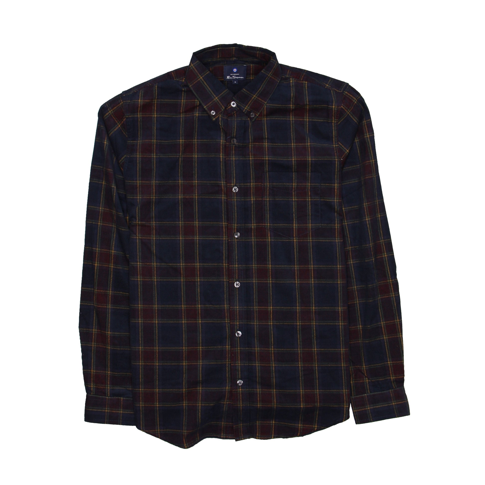 Ben Sherman Mens Navy Blazer Plaid Long Sleeve Button Down Shirt