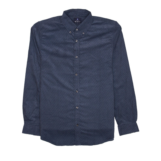 Ben Sherman Mens Storm Blue Variegated Mod/Classic Fit Button Down Shirt