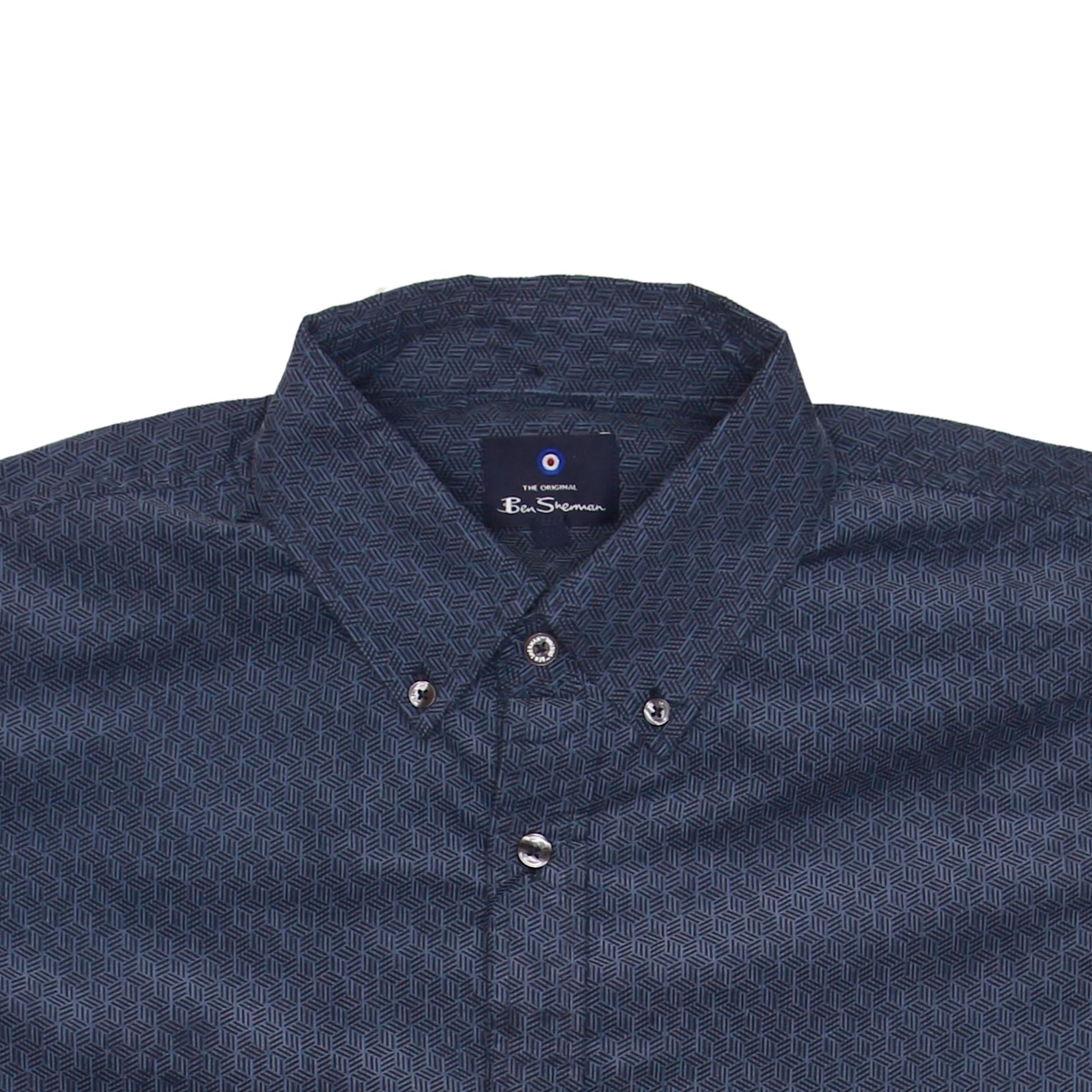 Ben Sherman Mens Storm Blue Variegated Mod/Classic Fit Button Down Shirt