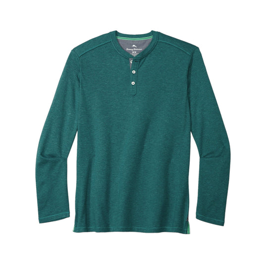 Tommy Bahama Oahu Shores Men's Sea Jade Heather Long Sleeve Henley Shirt