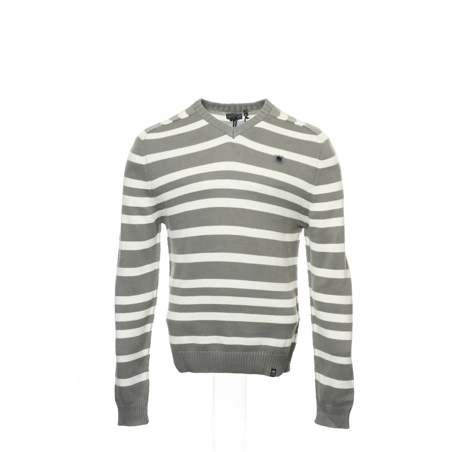 Buffalo by David Bitton (Warner) Men's Pewter Wide Striped V-Neck Sweater