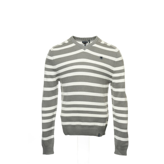 Buffalo by David Bitton (Warner) Men's Pewter Wide Striped V-Neck Sweater