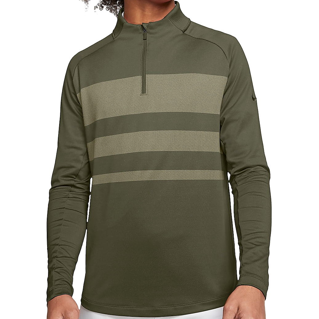 Nike Vapor Mens Olive Color Block Dri-Fit Half Zip Pullover Sweater