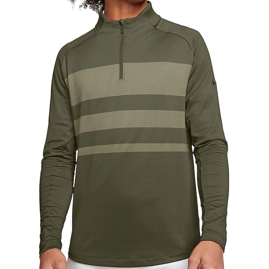 Nike Vapor Mens Olive Color Block Dri-Fit Half Zip Pullover Sweater