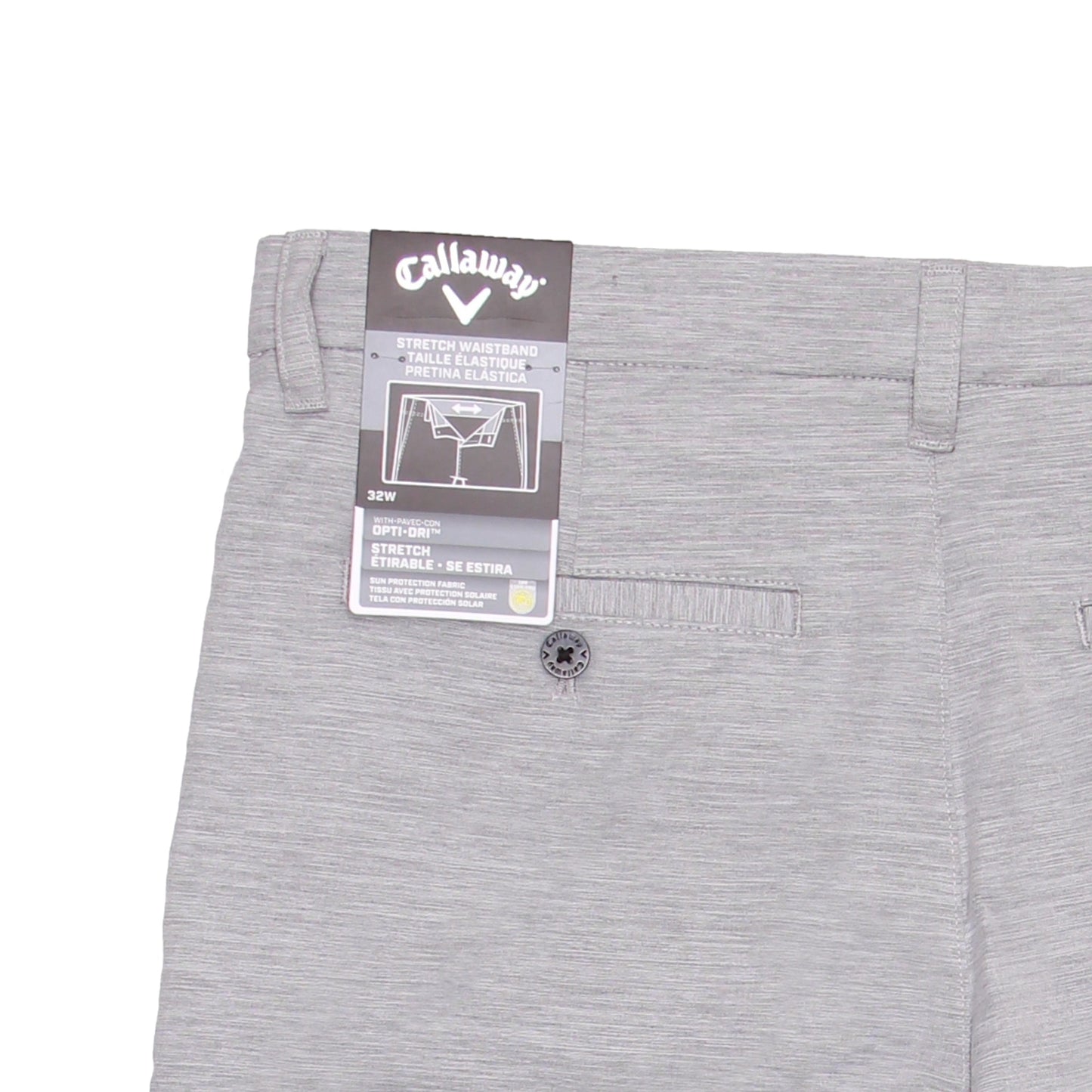 Callaway Golf Mens Charcoal Micro Striped Flat Front Walking Shorts