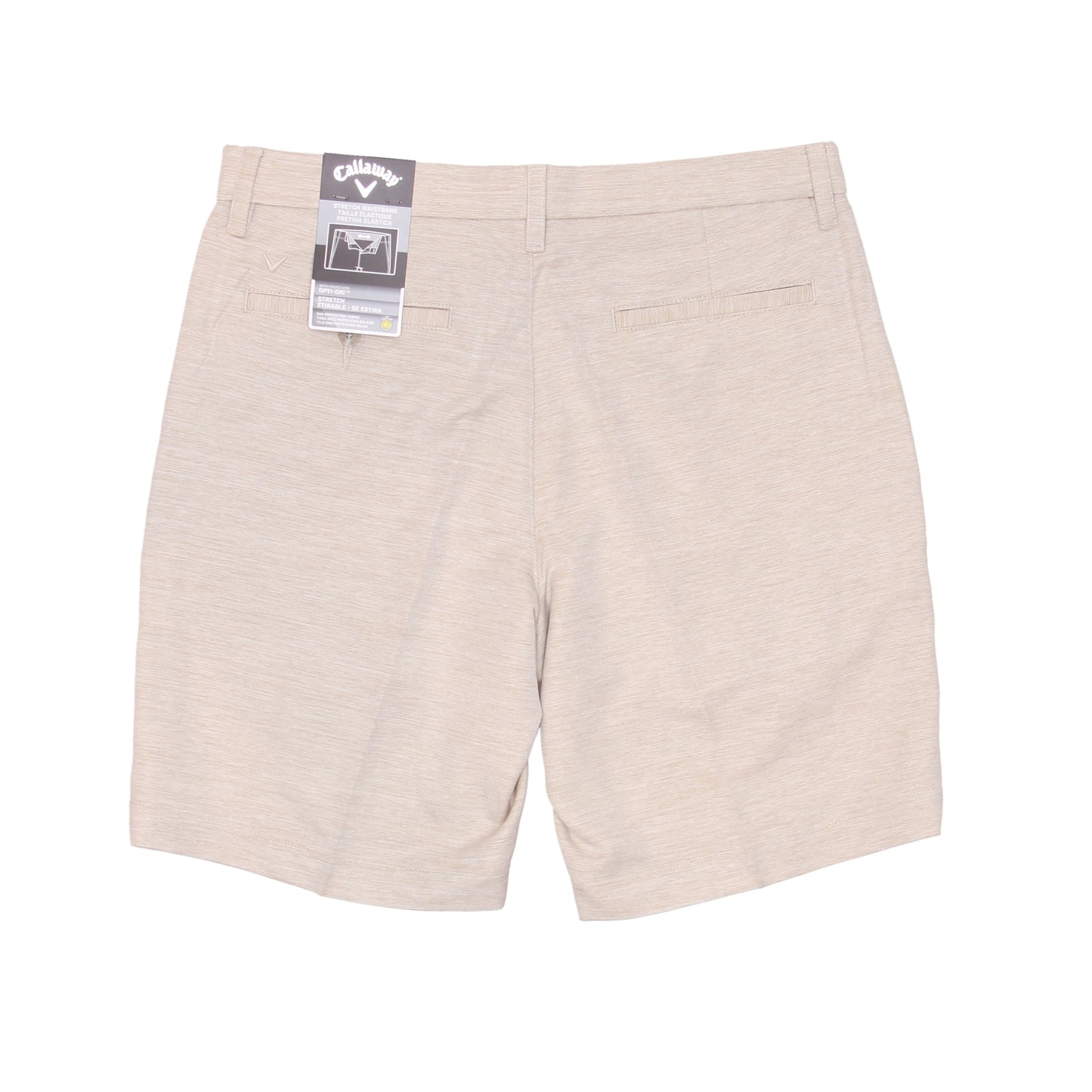 Callaway Golf Mens Khaki Opti-Dri Stretch Waist Flat Front Walking Shorts