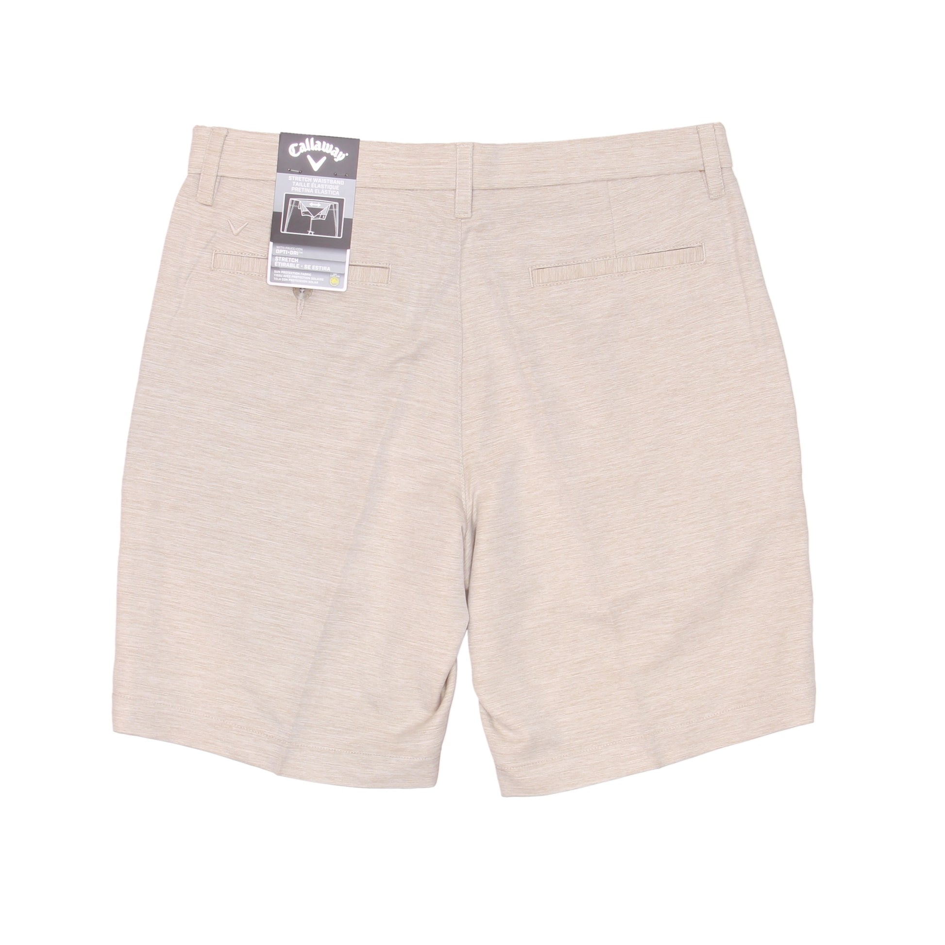 Callaway Golf Mens Khaki Opti-Dri Stretch Waist Flat Front Walking Shorts