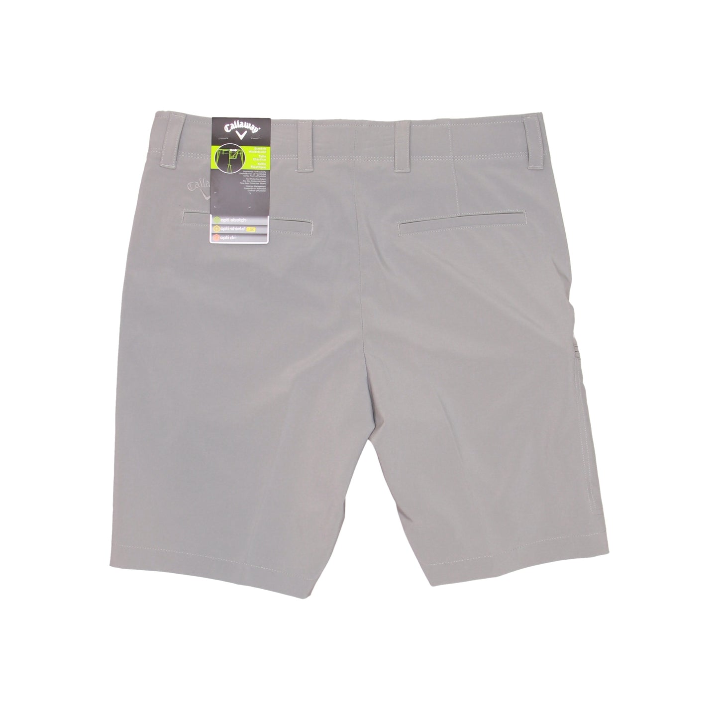 Callaway Golf Mens Griffin Gray Opti Stretch Flat Front Walking Shorts