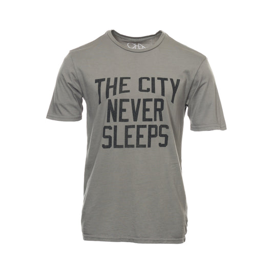 Chaser Mens Gray The City Never Sleeps Cotton Crewneck T-Shirt