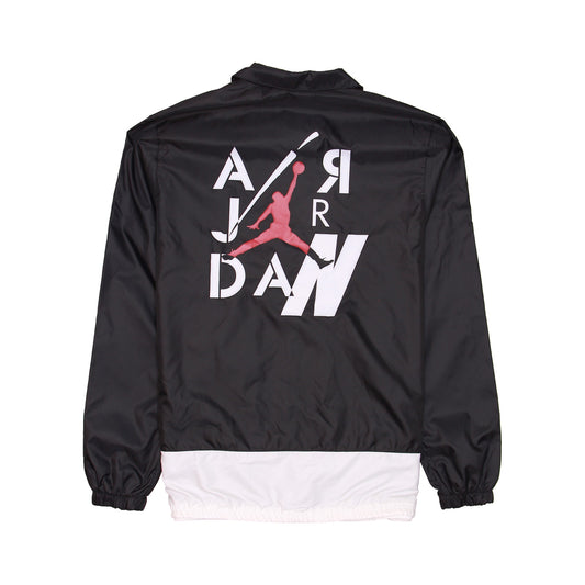 Nike Jordan Legacy Mens Black Color Block AJ 4 Coach Windbreaker Jacket