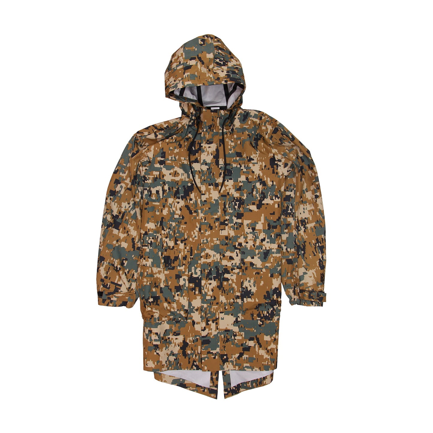 Nike Mens Green Camo Rain Coat Trench Jacket