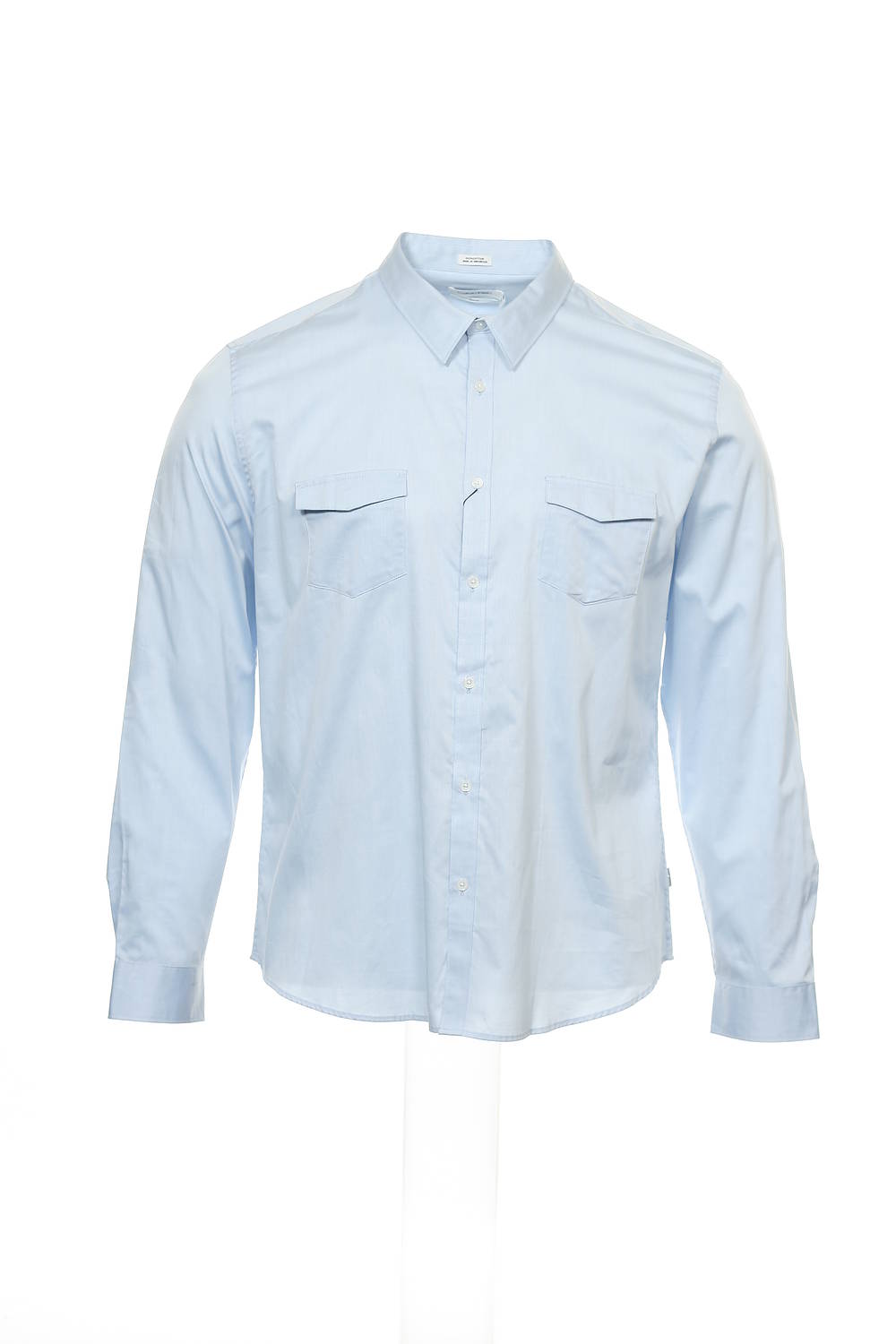 Calvin Klein Men's Light Blue Micro Vertical Striped Button Down Shirt