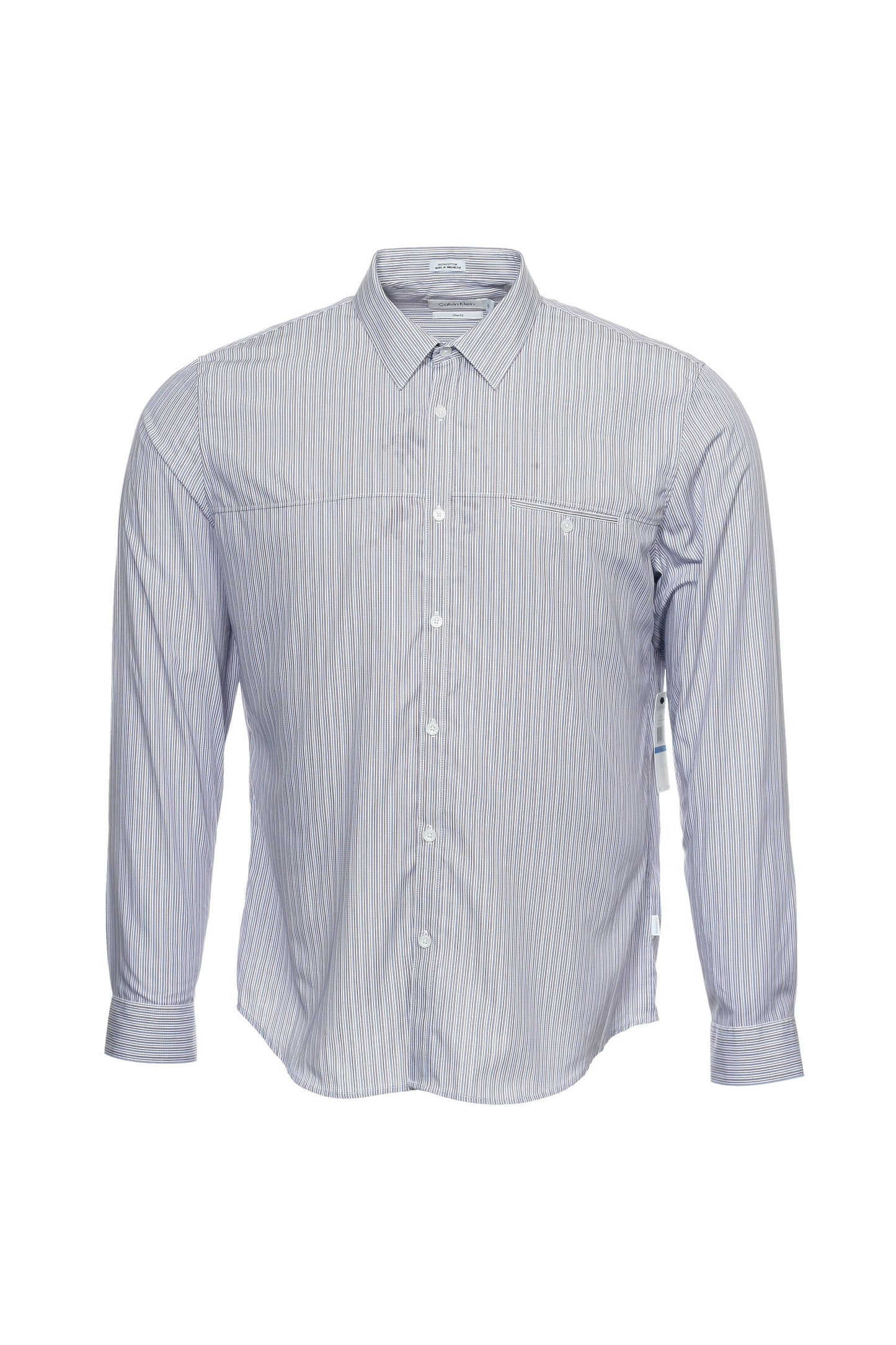 Calvin Klein Men's Light Purple Vertical Striped Button Down Shirt