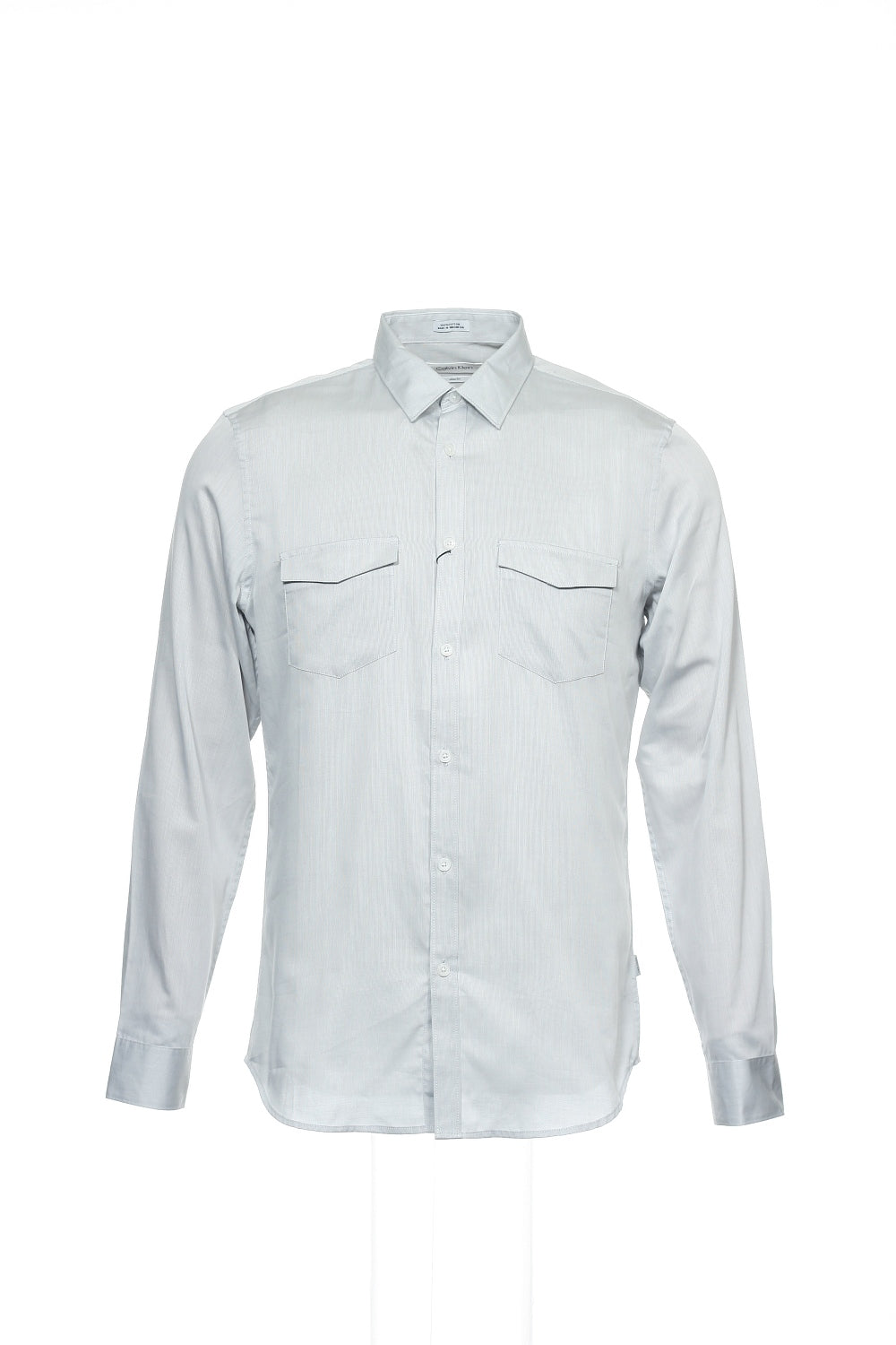 Calvin Klein Men's Light Gray Micro Vertical Striped Button Down Shirt