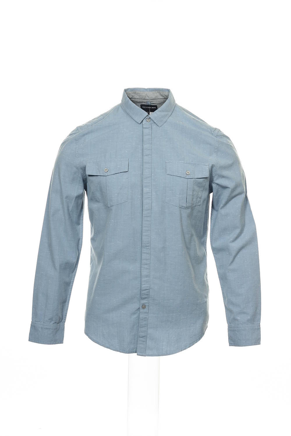 Calvin Klein Jeans Men's Blue Herringbone Button Down Shirt