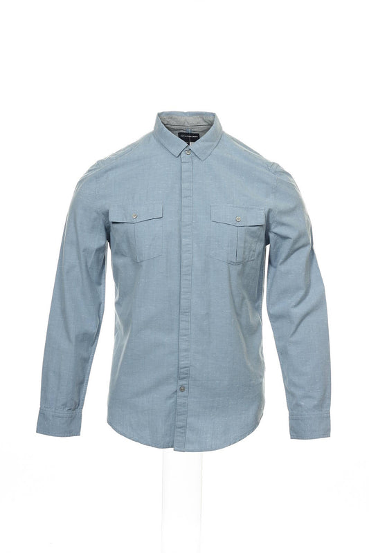Calvin Klein Jeans Men's Blue Herringbone Button Down Shirt