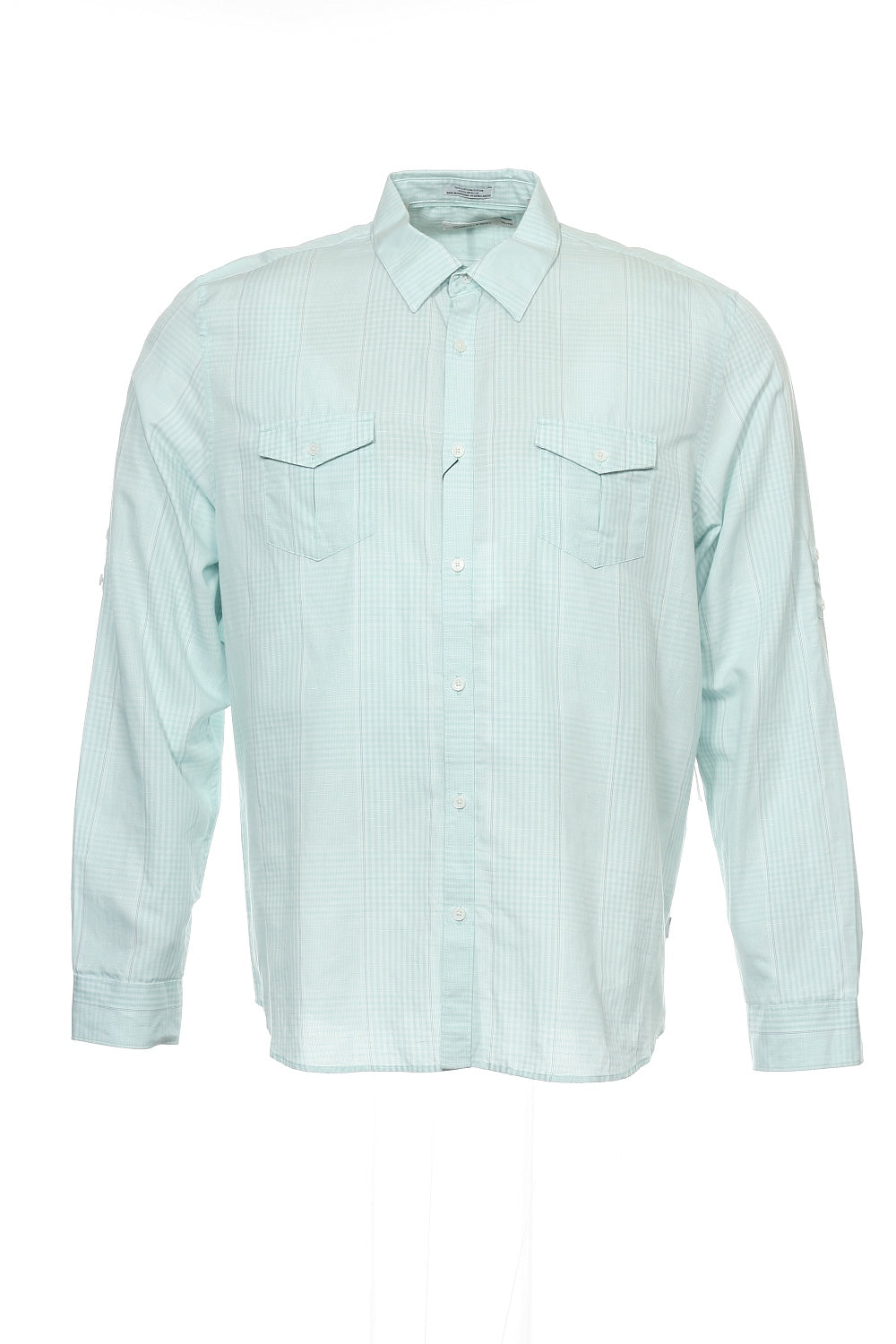 Calvin Klein Men's Light Green Plaid Button Down Shirt