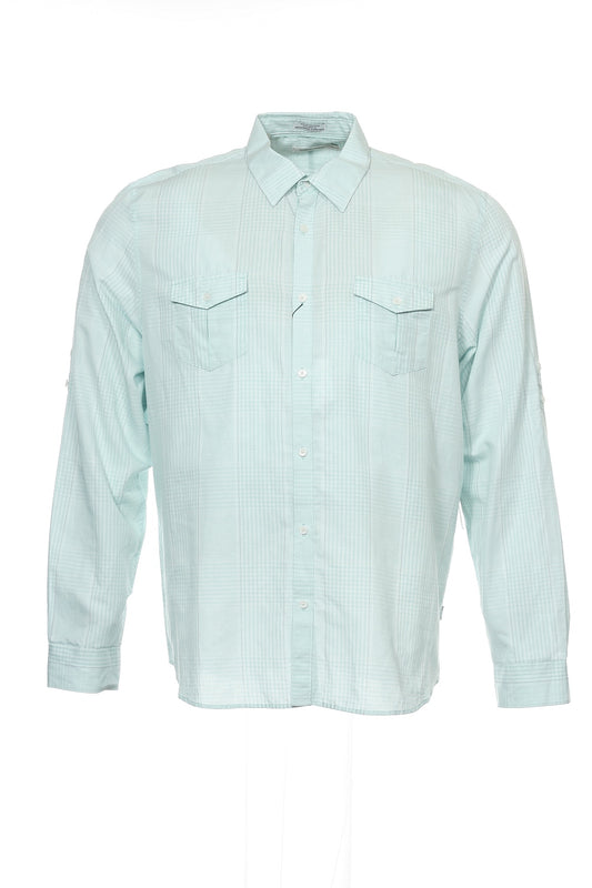 Calvin Klein Men's Light Green Plaid Button Down Shirt