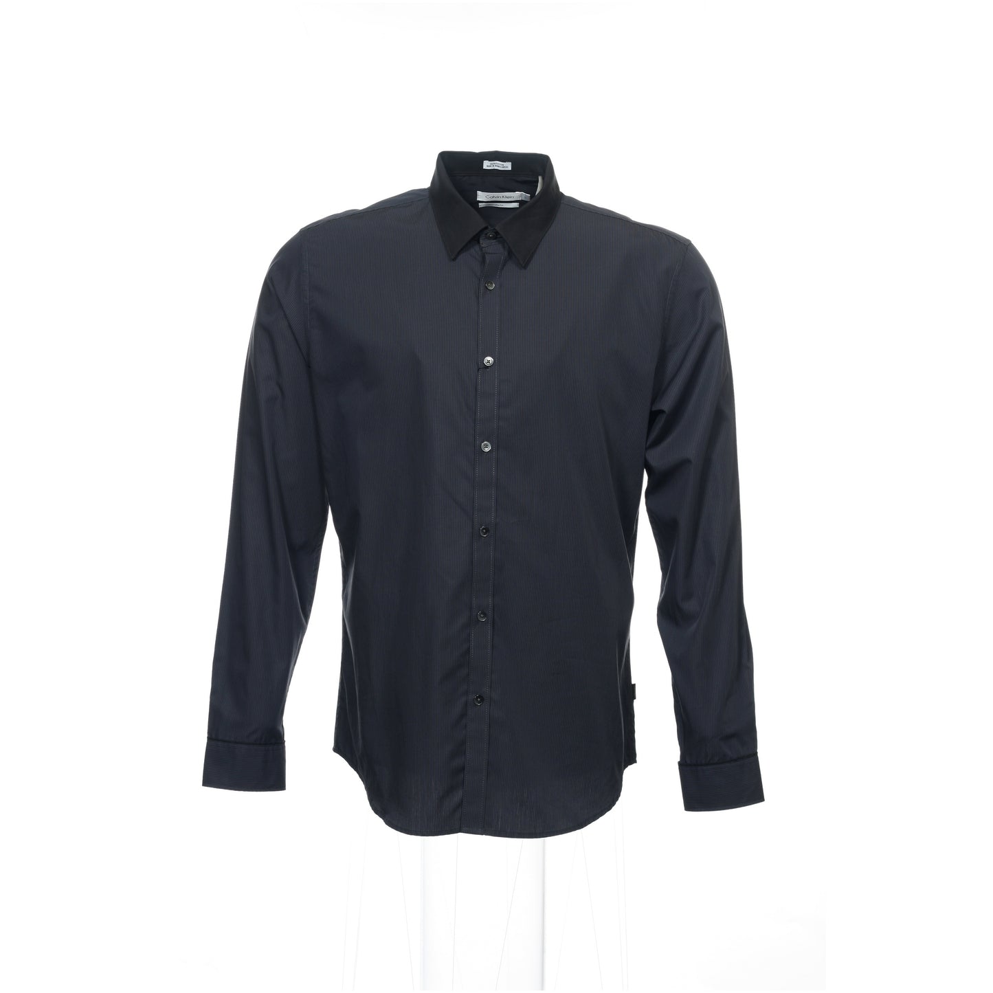 Calvin Klein Mens Black Micro Striped Button Down Shirt