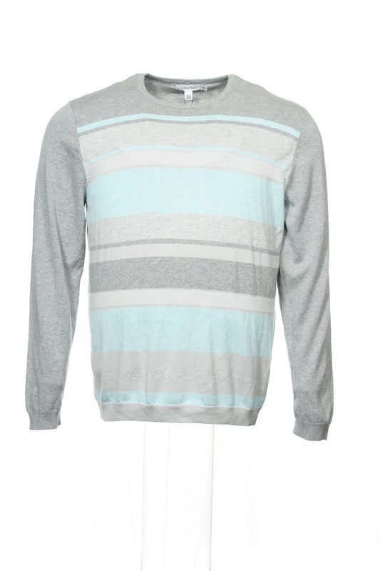 Calvin Klein Men's Multi-Color Wide Horizontal Striped Crew Neck Sweater