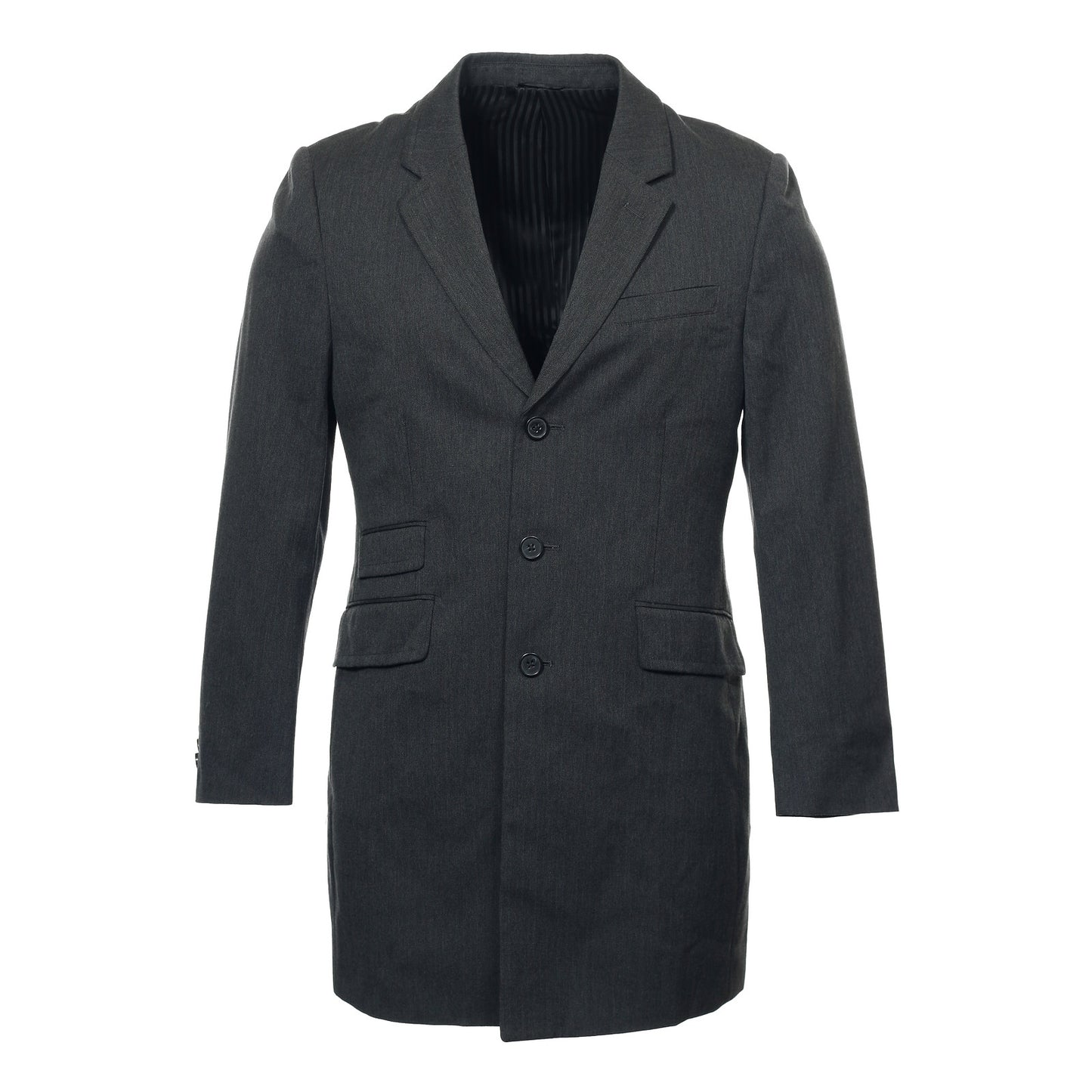 Liz Claiborne Mens Deep Gray Herringbone 3 Button Overcoat Jacket