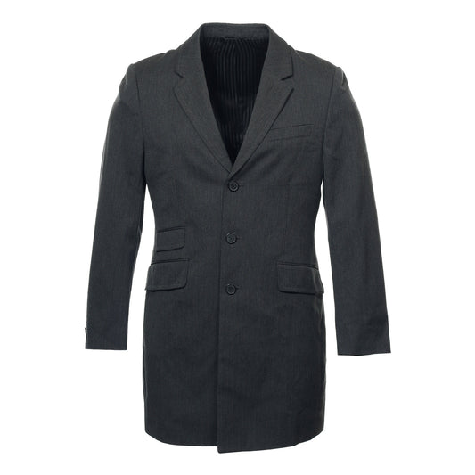Liz Claiborne Mens Deep Gray Herringbone 3 Button Overcoat Jacket