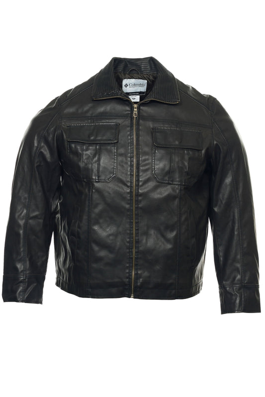 Columbia Sportswear Company Mens Brown Faux Leather Jacket